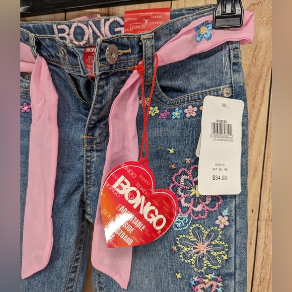 BONGO girls bell bottom embroidered jeans NWT size 6 X - Picture 5 of 7